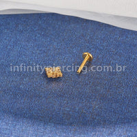 Piercing Labret Titânio Quadrada 5 Zircônias