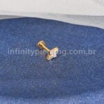Piercing Labret Titânio 4 Zircônias