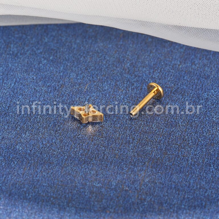 Piercing Labret Titânio 4 Zircônias