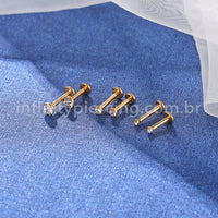 Piercing Labret Aço Cirúrgico Zircônia Rosca Interna
