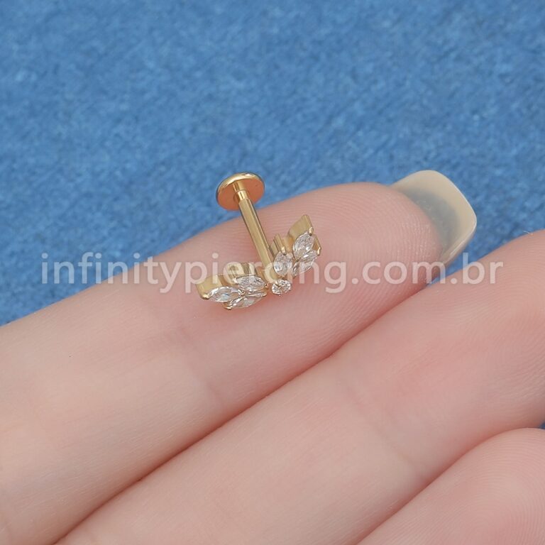 Piercing Labret Titânio 7 Pedras Zircônia