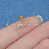 Piercing Labret Titânio 7 Pedras Zircônia