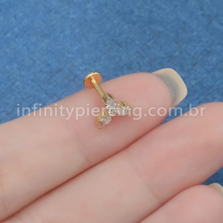 Piercing Labret Titânio 4 Zircônia Cravejada