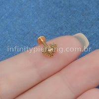 Piercing Labret Titânio Coração Detalhada