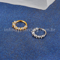 Piercing Argola Titânio Detalhe Zircônia Frontal