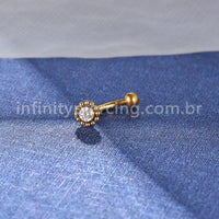 Piercing Minibarbell Curvo Titânio Flor Zircônia Indiano