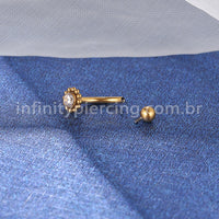 Piercing Minibarbell Curvo Titânio Flor Zircônia Indiano
