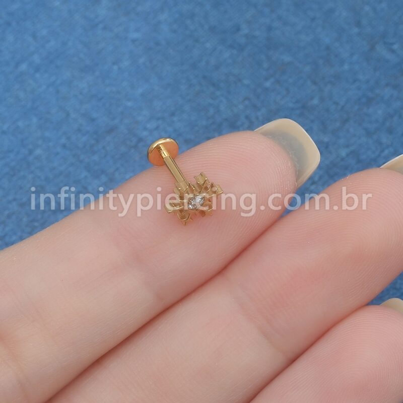 Piercing Labret Titânio Floco De Neve Zircônias