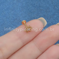 Piercing Labret Titânio Floco De Neve Zircônias