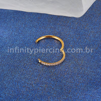 Piercing Argola Titânio Abertura Meio a Meio Zircônia Cravejada Lateral Completa