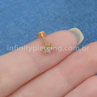 Piercing Labret Titânio 4 Pedras Zircônia