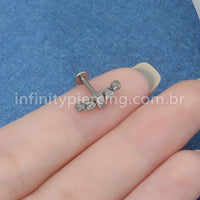Piercing Labret Titânio Cluster 5 Zircônias