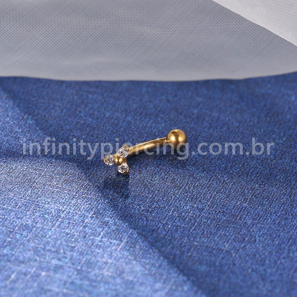 Piercing Minibarbell Curvo Titânio Zircônia