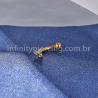 Piercing Minibarbell Curvo Titânio Zircônia