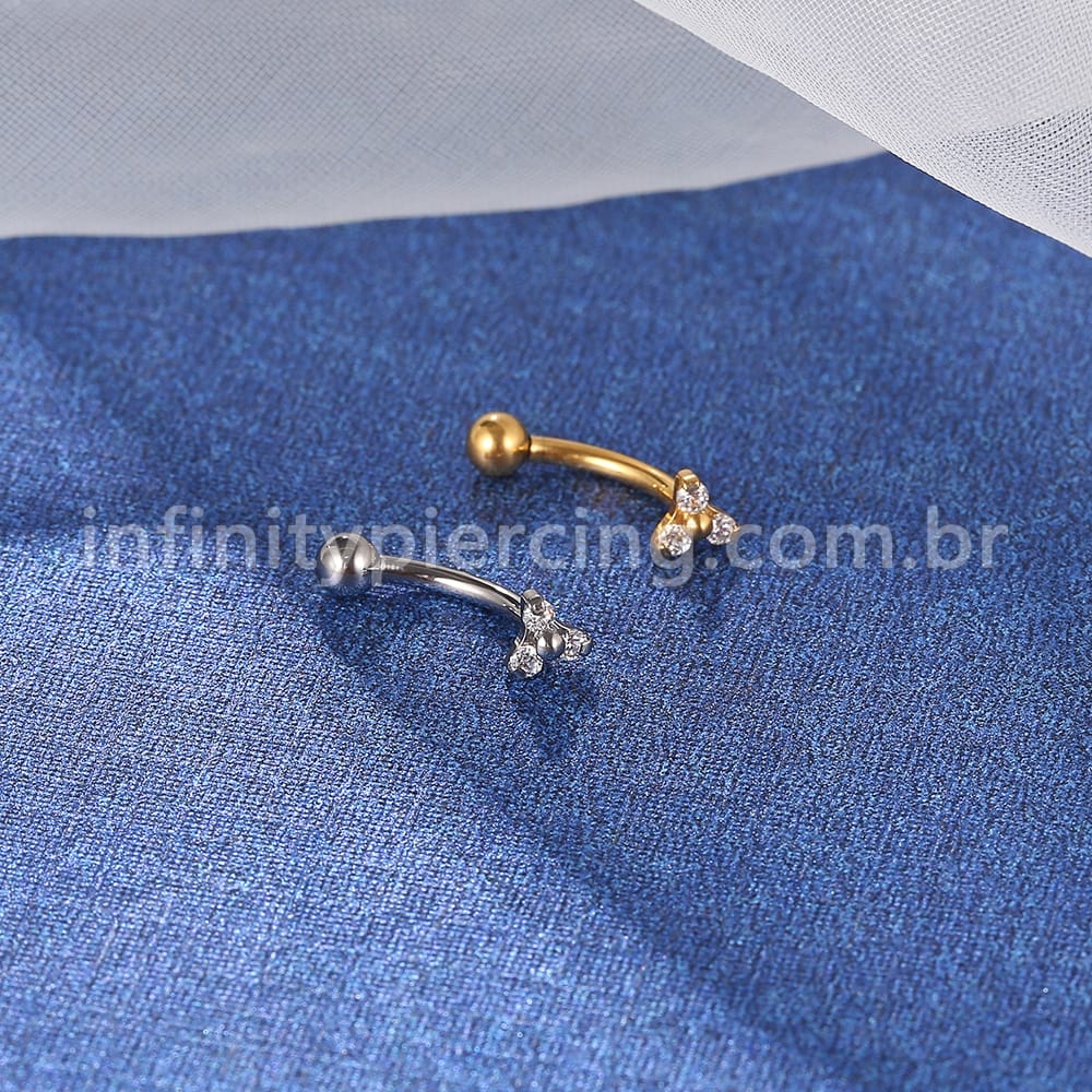 Piercing Minibarbell Curvo Titânio Zircônia