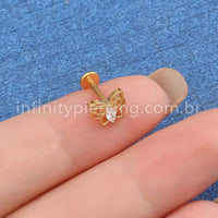 Piercing Labret Titânio Borboleta Zircônia Cravejada