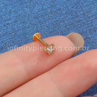 Piercing Labret Titânio Estrela 1 Pedra Zircônia