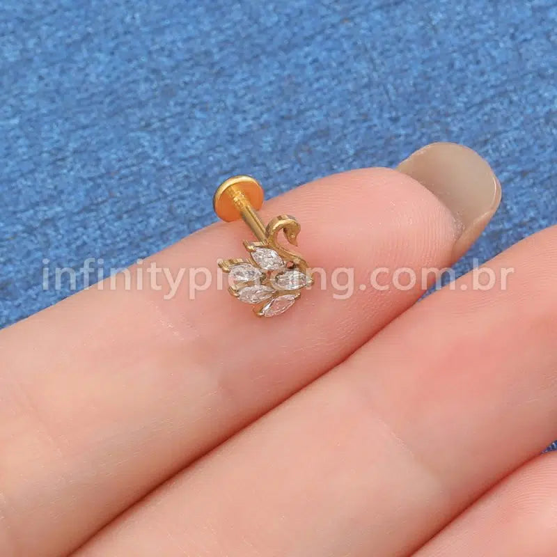Piercing Labret Titânio Cisne Zircônia Cravejada