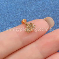 Piercing Labret Titânio Folha Zircônia Cravejada