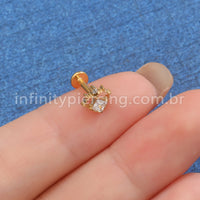 Piercing Labret Titânio Coração Zircônia Cravejada