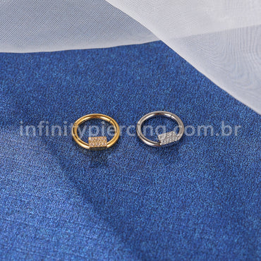Piercing Argola Titânio Segmento Articulado 6 Zircônias