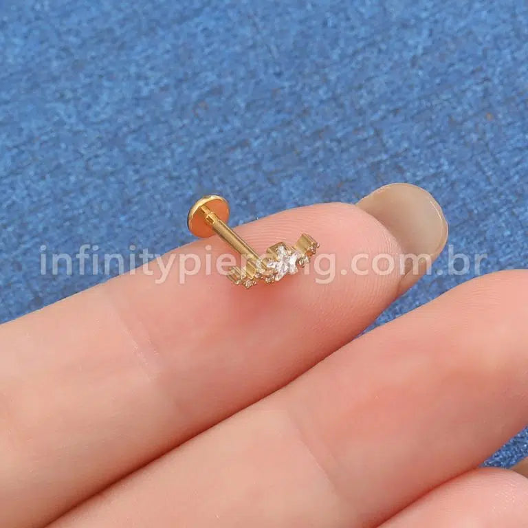 Piercing Labret Titânio Estrela Zircônia Cravejada