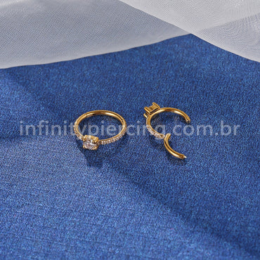 Piercing Argola Titânio Segmento Articulado Zircônia Redonda