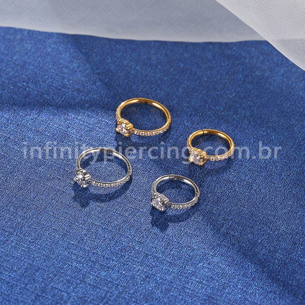 Piercing Argola Titânio Segmento Articulado Zircônia Redonda