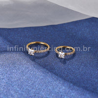 Piercing Argola Segmentada Aço Cirurgico Zircônia Pedra Quadrada
