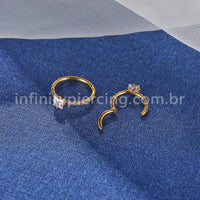 Piercing Argola Segmentada Aço Cirurgico Zircônia Pedra Quadrada