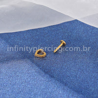 Piercing Labret Titânio Coração Vazado Zircônia Coloridas