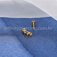 Piercing Labret Aço Cirúrgico Cluster 4 Zircônias