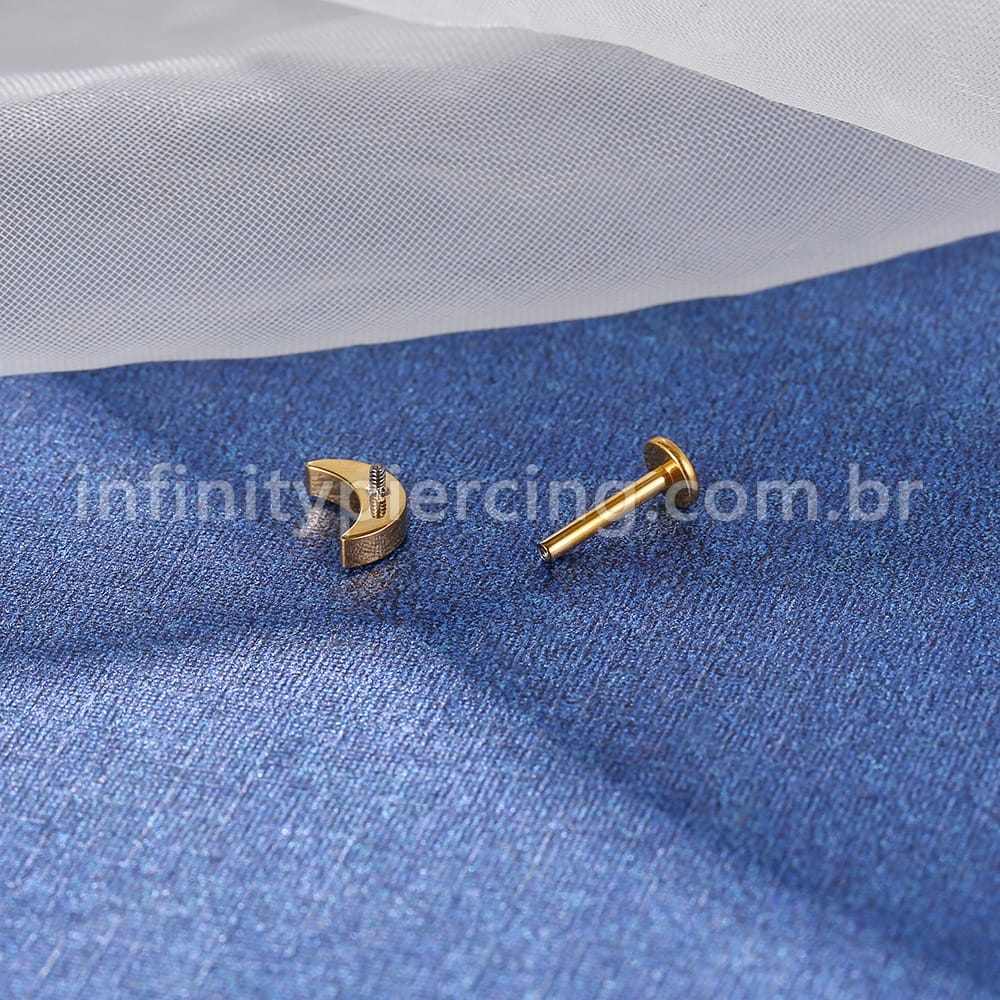 Piercing Labret Titânio Lua 4 Zircônias
