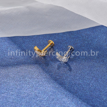 Piercing Labret Titânio Lua 4 Zircônias