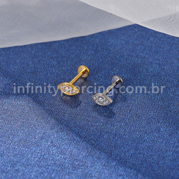 Piercing Labret Titânio Indiano Olho Zircônia