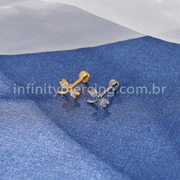 Piercing Labret Titânio Libélula Zircônia