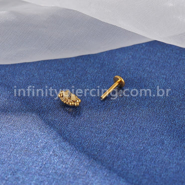 Piercing Labret Titânio Oval Indiano Zircônia
