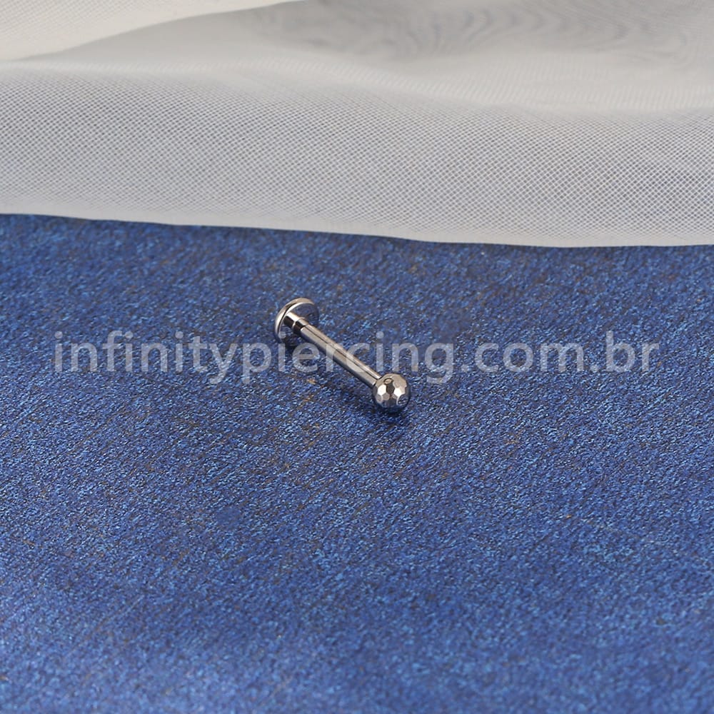 Piercing Labret Titânio Bolinha Lapidada Rosca Externa
