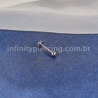 Piercing Labret Titânio Bolinha Lapidada Rosca Interna