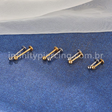 Piercing Labret Titânio Bolinha Lapidada Rosca Externa