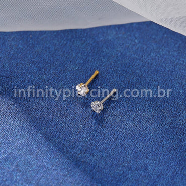 Piercing Nariz Reto Aço Cirúrgico Zircônia Cravejada Coração