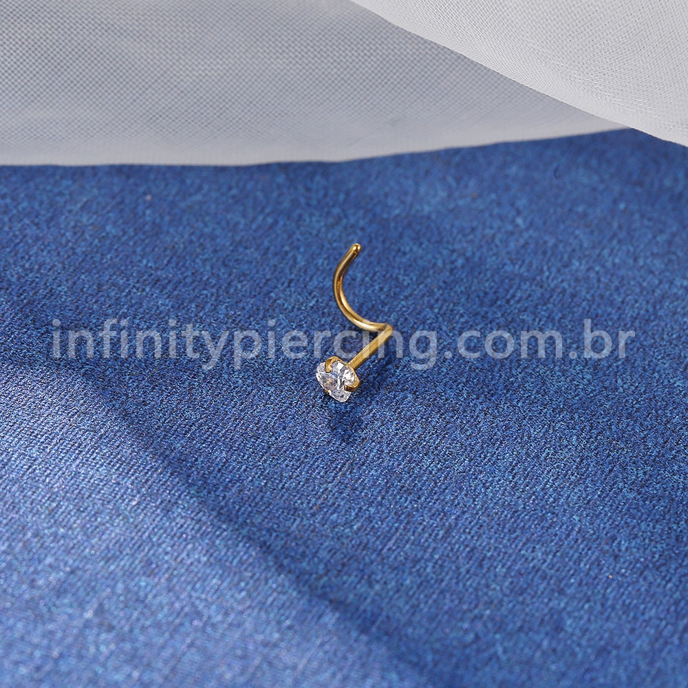 Piercing Nostril Aço Cirúrgico Zircônia Cravejada Coração
