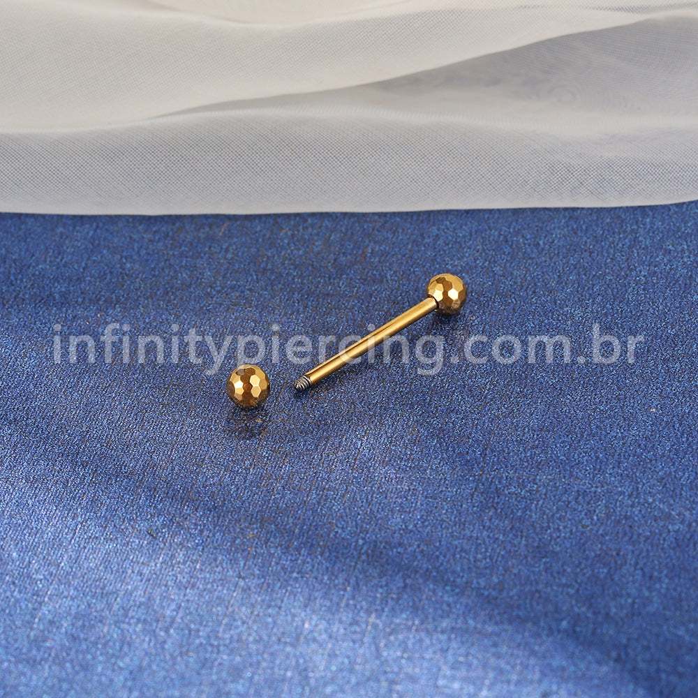 Piercing Barbell Titânio Bolinha Lapidada Rosca Externa