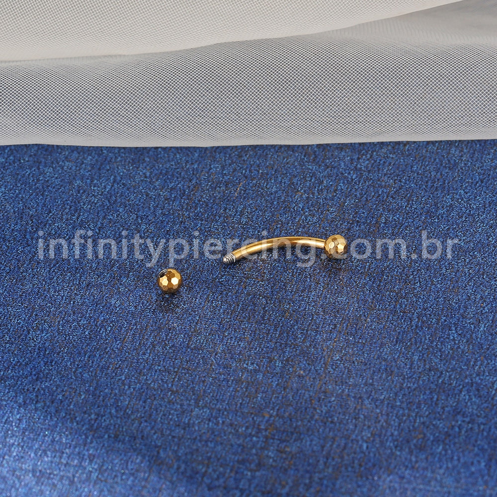 Piercing Barbell Curvo Titânio Rosca Externa Lapidada