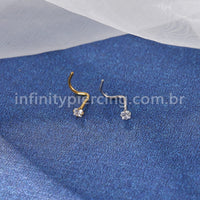 Piercing Nostril Aço Cirúrgico Zircônia Cravejada Quadrada
