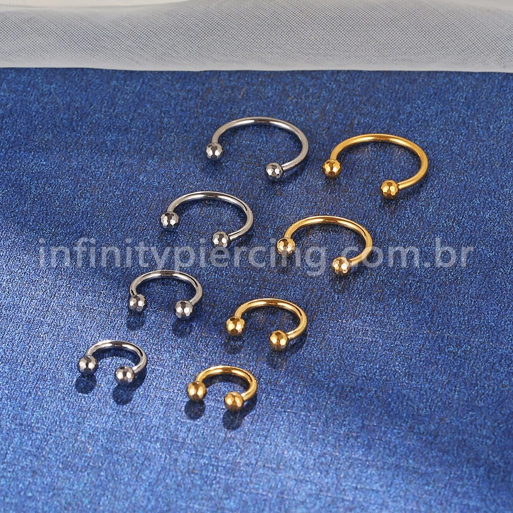 Piercing Ferradura Titânio Lapidada Rosca Interna