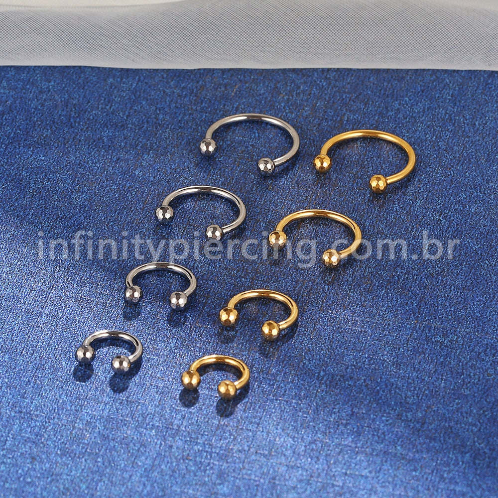 Piercing Ferradura Titânio Lapidada Rosca Externa