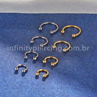 Piercing Ferradura Titânio Lapidada Rosca Externa