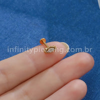 Piercing Labret Titânio Oval Indiano Zircônia