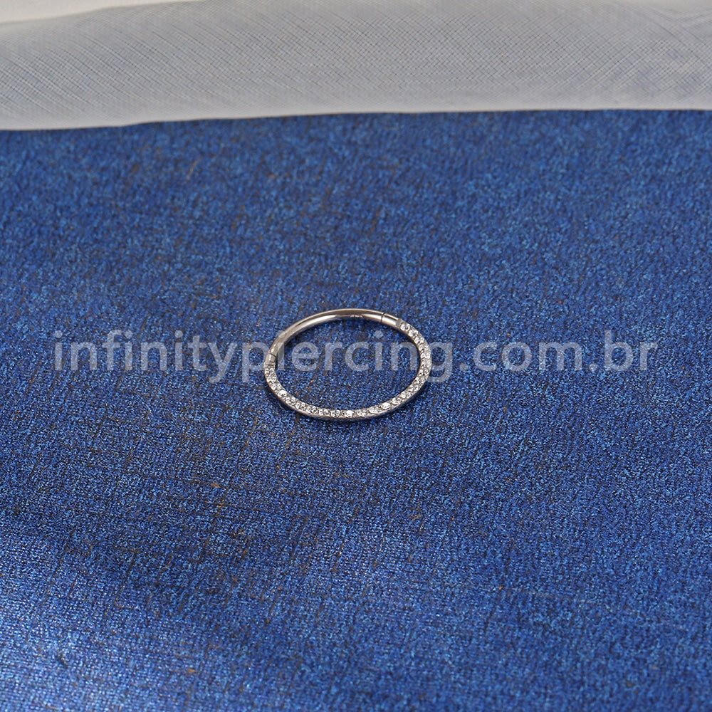 Piercing Argola Nióbio Segmento Articulado Frontal Zircônia Cravejada